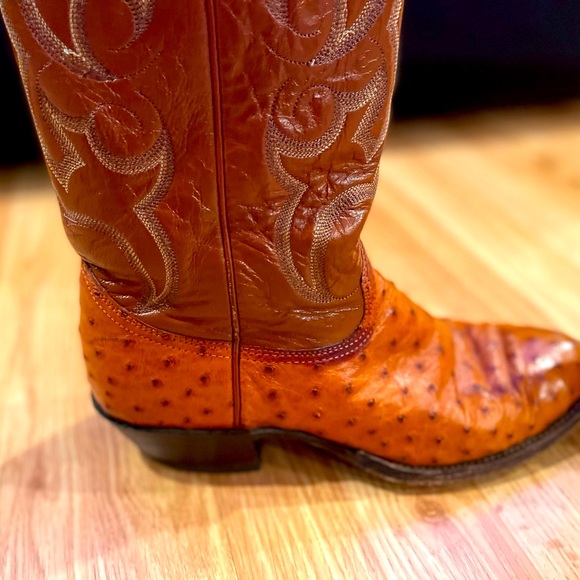 Nocona Genuine Exotic Full Quill Ostrich and Leather Men’s Cowboy Boots. - Picture 13 of 15